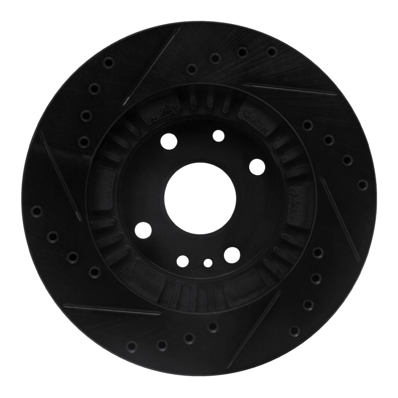 Mazda Protege Brake Rotor (1) - Front Right - R1 Concepts - Drilled & Slotted - Black - `99-`03